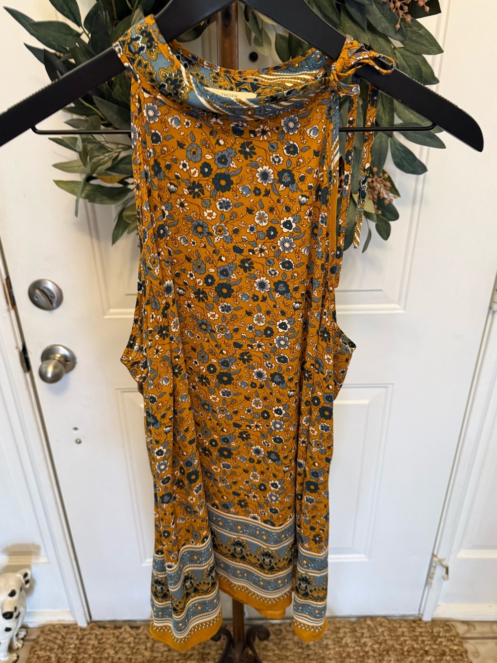 41 Hawthorne Boho Floral Print High Neck Sleeveless Halter Top M